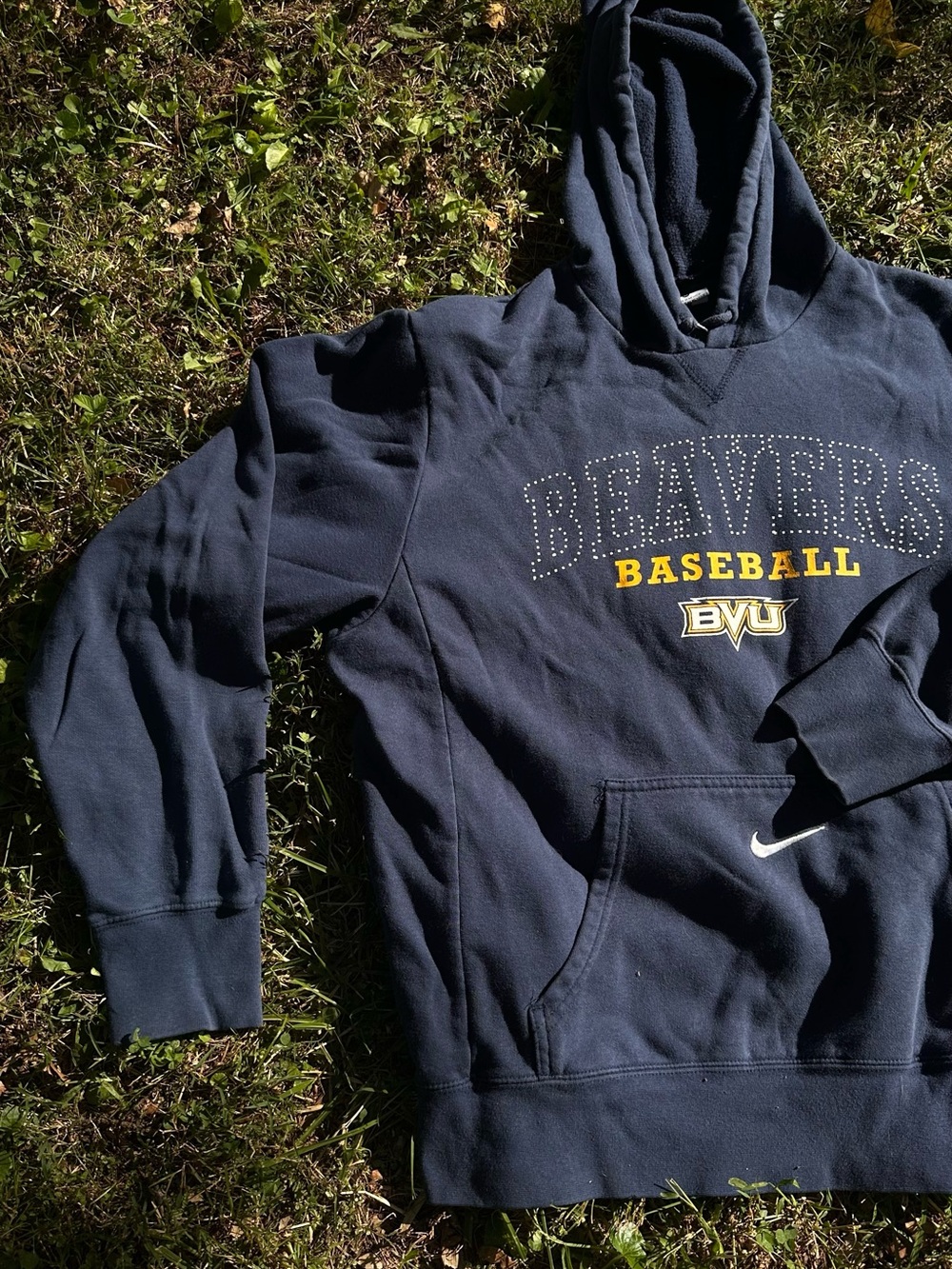 BVU Beavers Baseball Nike Navy Pullover Hoodie with Swoosh Pocket Logo